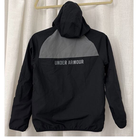 Under Armour Black Gray Full Zip Lightweight Hooded Jacket Youth Medium 10/12 - Picture 2 of 3